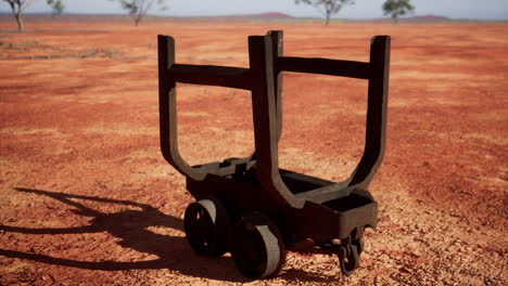 old rusted mining cart in desert