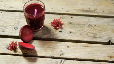 beetroot juice and beetroot on wooden table 4k