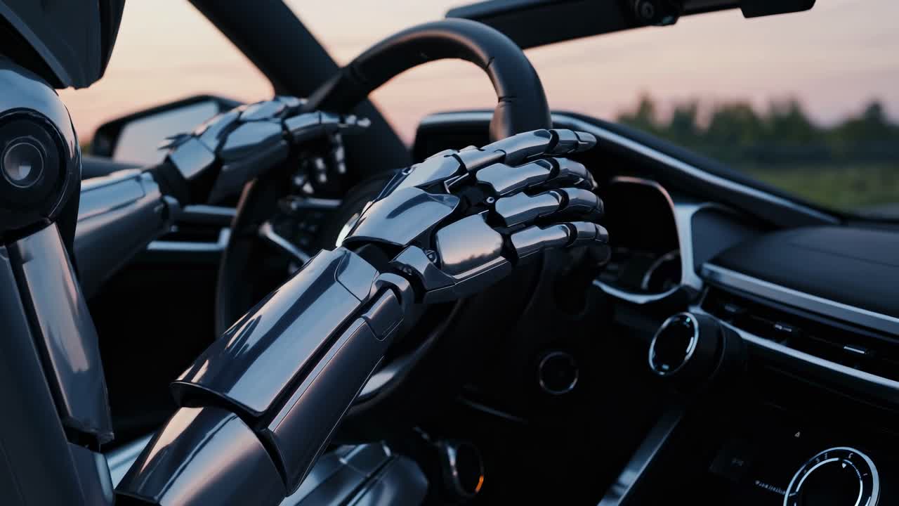 un robot conduciendo un coche