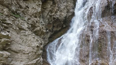 Margaret-Falls-flowing-down-a-steep,-rocky-cliff-in-the-stunning-Herald-Provincial-Park-in-British-Columbia,-Canada