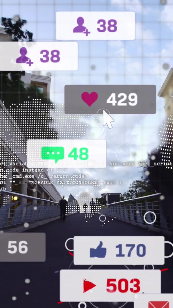 Animation af behandling af sociale mediedata over bylandskab.