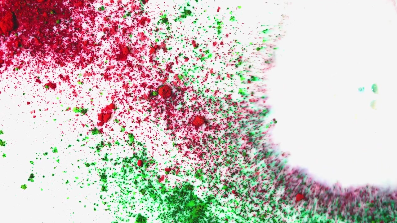 Red and Green Powder Splatters