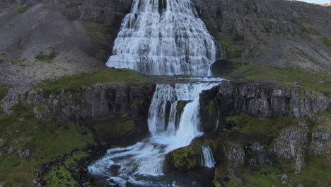 closeup at dynjandi waterfall, iceland westfjords.