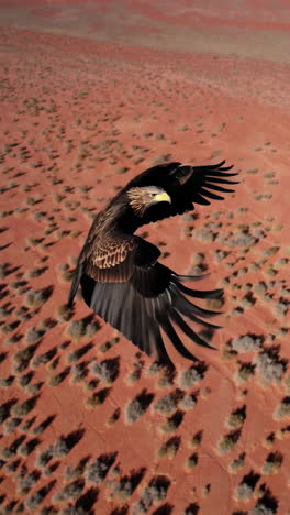eagle in flight over a red desert landscape