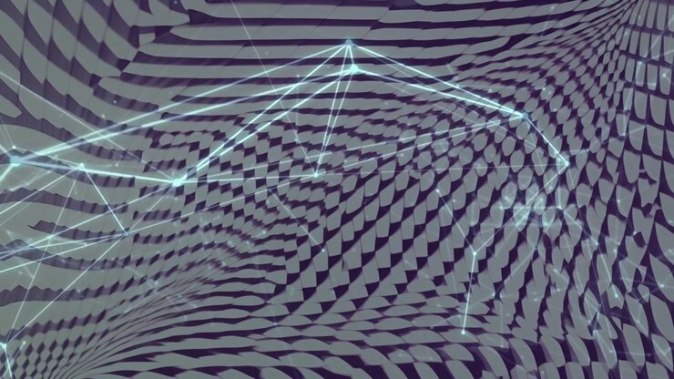 Glowing node network lighting up from lower-left ripple, forming links and visualizing connectivity