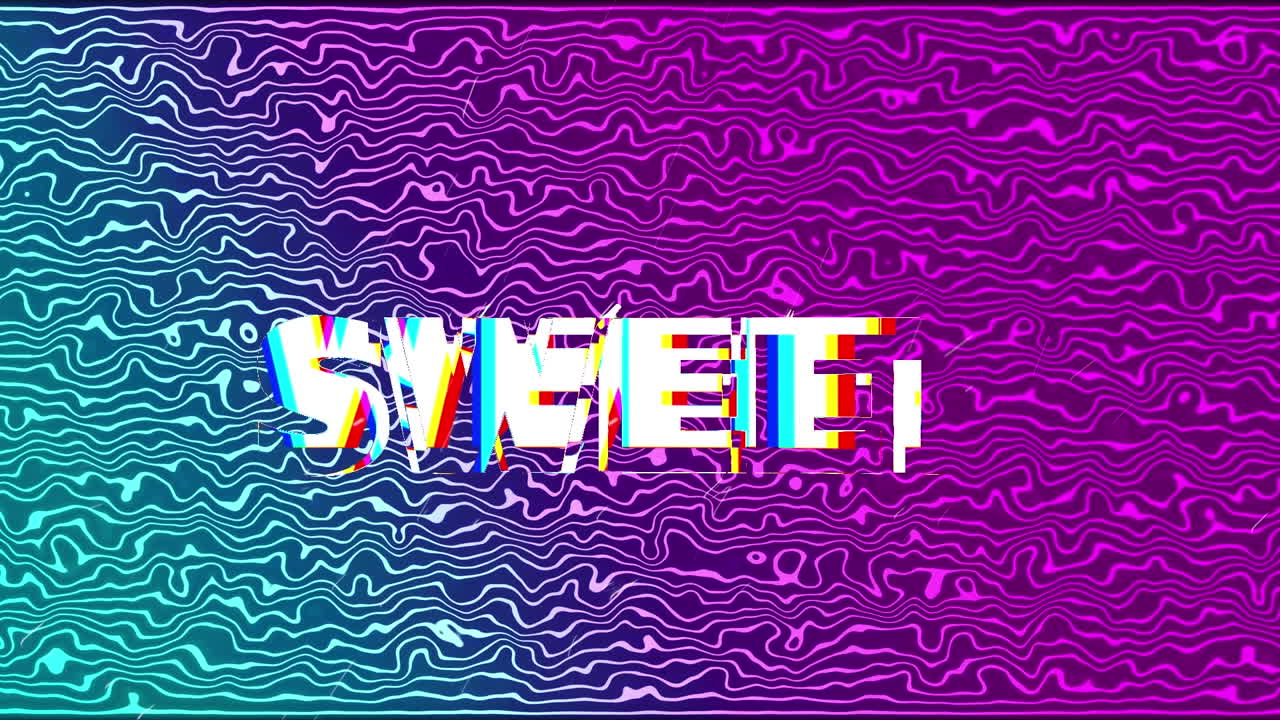 Animation of sweet text and shapes on black background