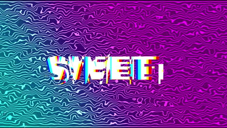 animación de texto dulce y formas en fondo negro.