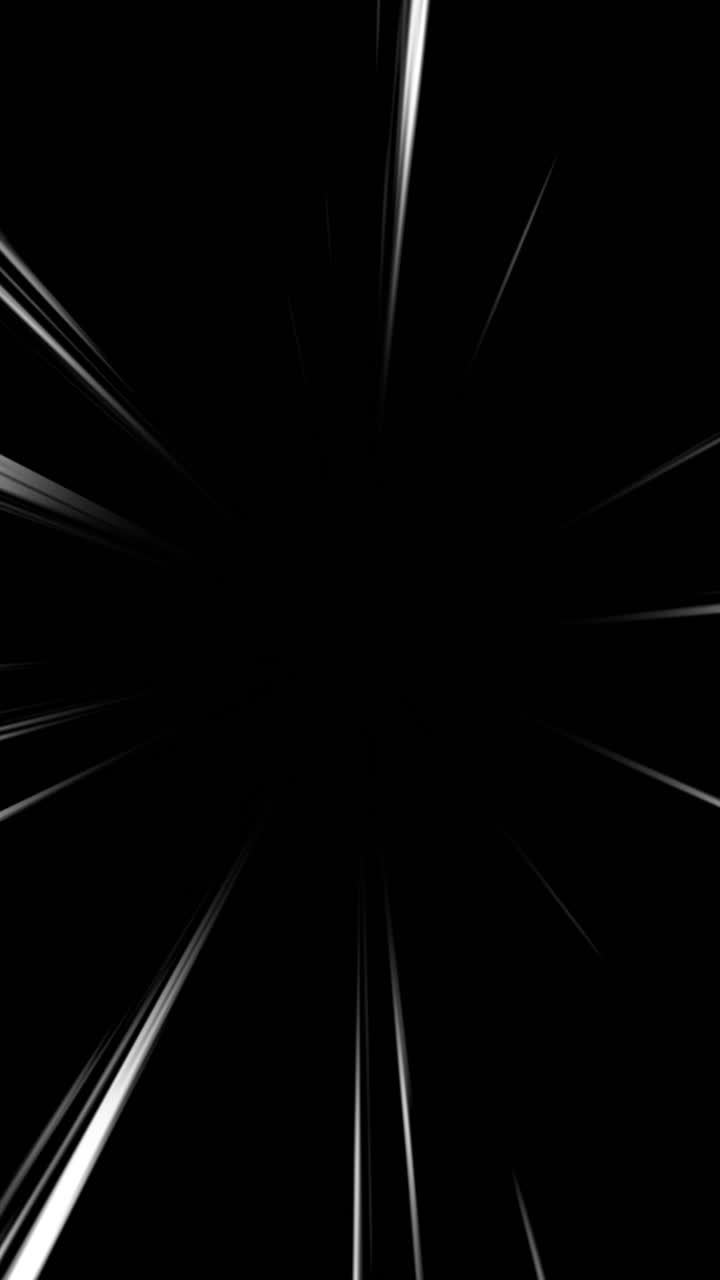 Linee di velocità bianche astratte che si irradiano su sfondo nero.