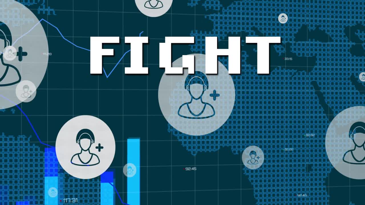 사용자 아이콘으로 디지털 추상 공간에서 싸움의 애니메이션