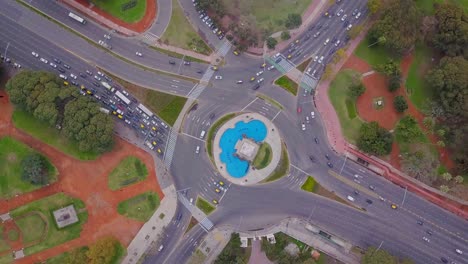 airview of buenos aires city street avenue rotary with cars/traffic