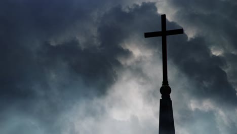 church cross with thunderstorm background