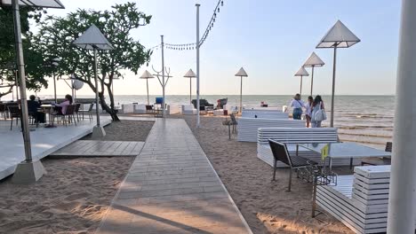 beachfront dining with ocean views and seating