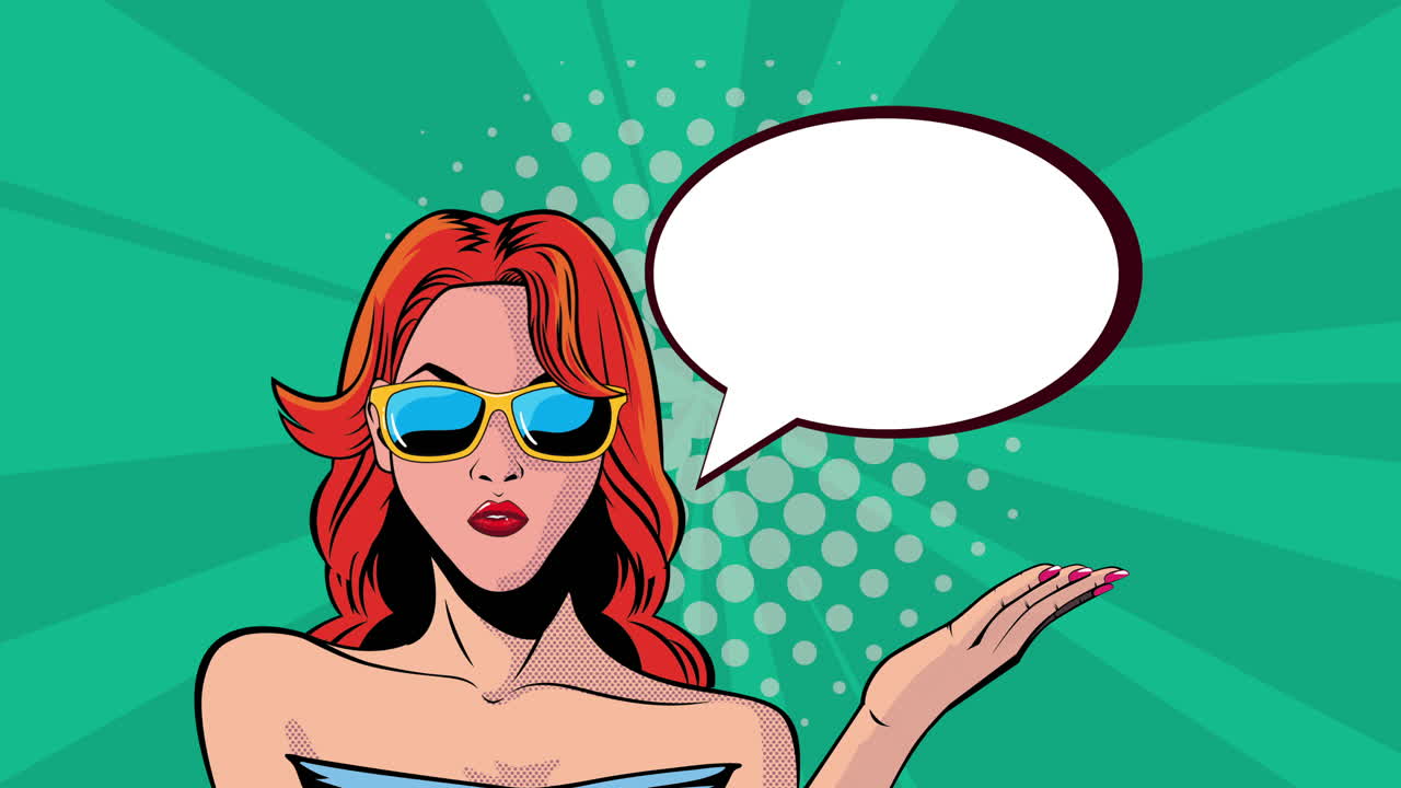 mujer de arte pop con burbuja de habla