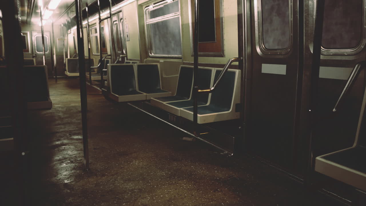 Empty subway train at night highlighting urban solitude and quietness