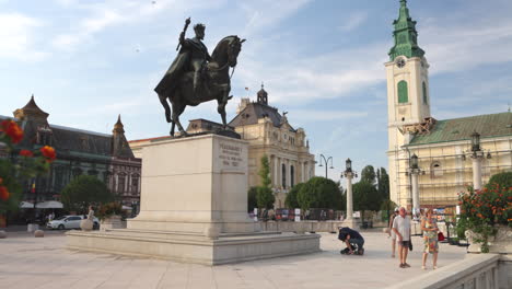 equestrian statue of king ferdinand i in timisoara, romania