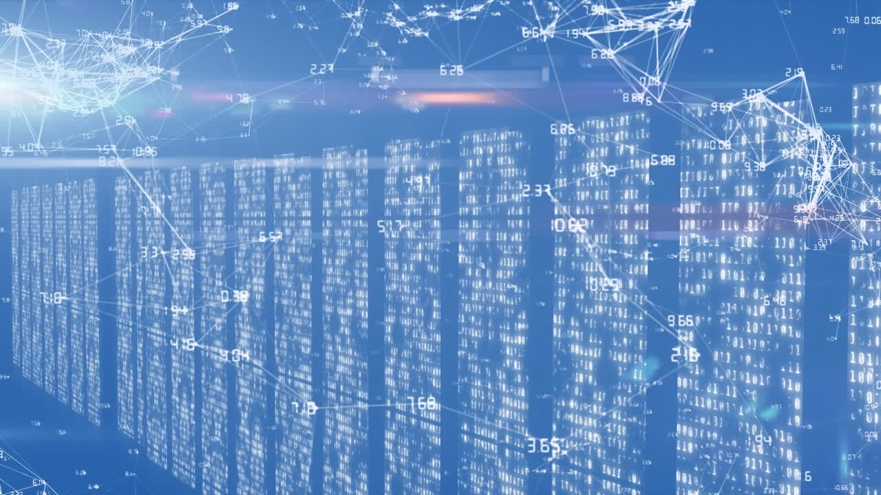 Animation of data processing network of connections over computer servers