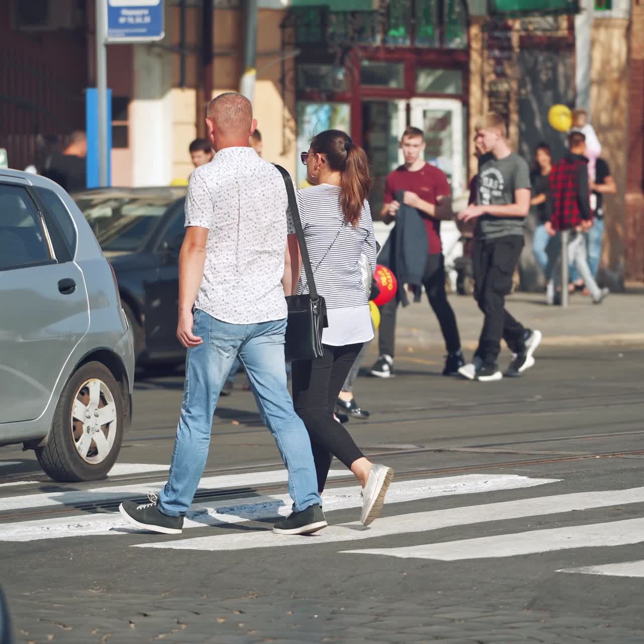 People walking on zebra