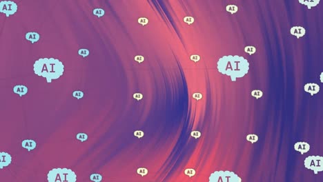 animación de un texto en iconos cerebrales sobre un patrón de onda contra un fondo azul