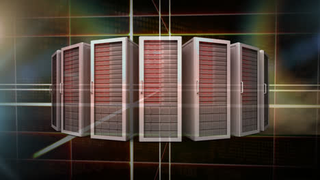 Animation of digital servers against abstract background