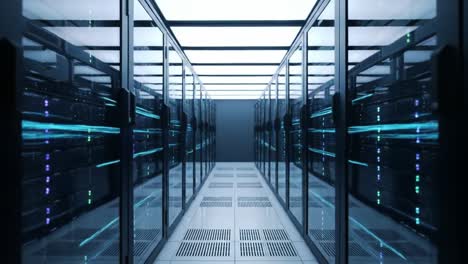 explore a modern data center filled with row upon row of sleek servers. bright lighting illuminates cutting-edge technology and efficient layout designed for optimal performance.