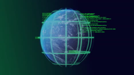 Animation of digital data processing over globe