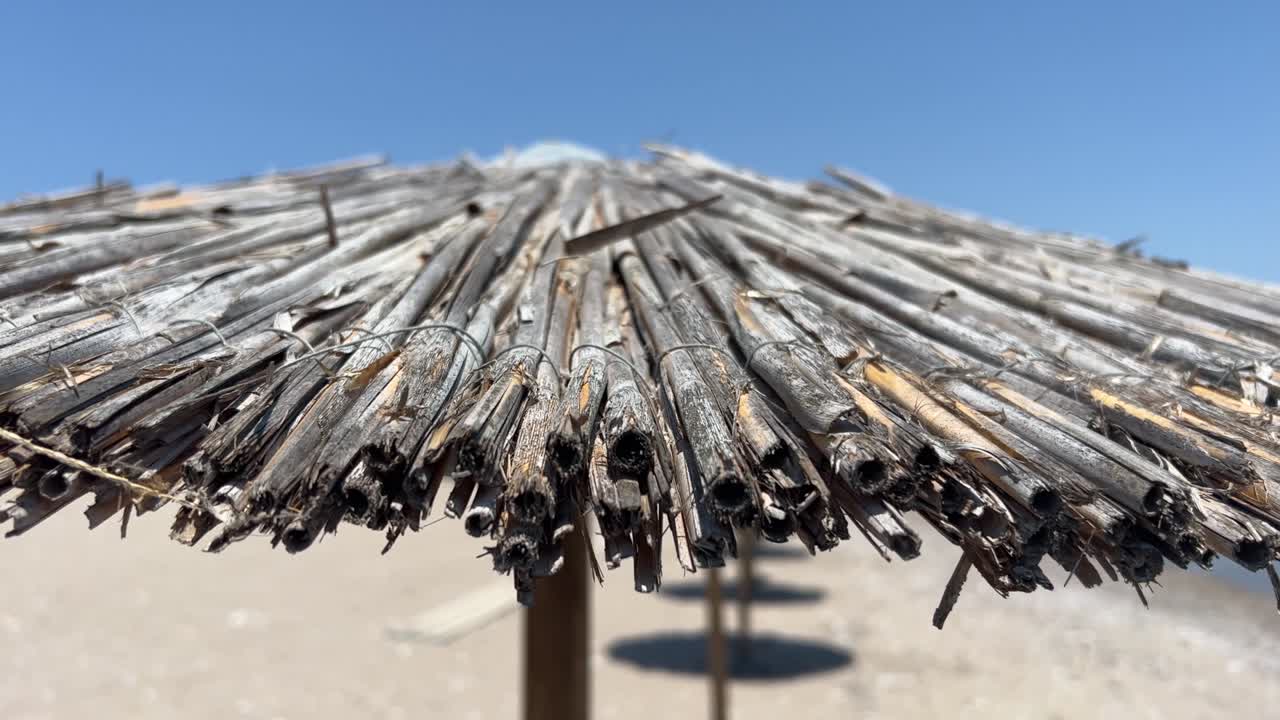 Turning around a bamboo parasol