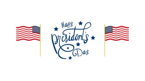 presidents day lettering with usa flags