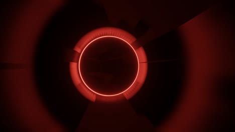 fast movement inside round tunnel with red neon lights. simple seamless looped motion graphic animated background