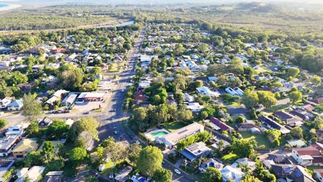 scenic aerial view of a coastal town