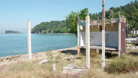 derelict beach bungalow by the sea in thailand due to travel restrictions and boarder closures