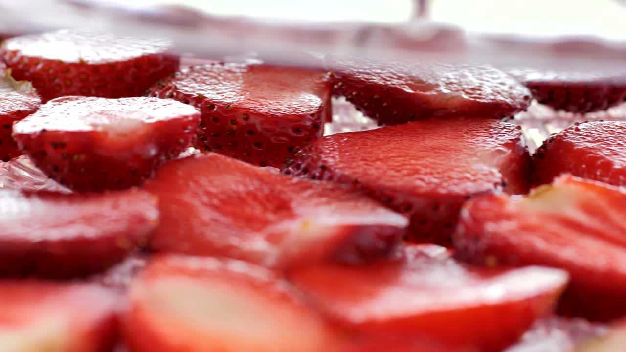 스트로베리 배경 모션 디자인 비디오, wiggle 색상 텍스처, 클로즈업