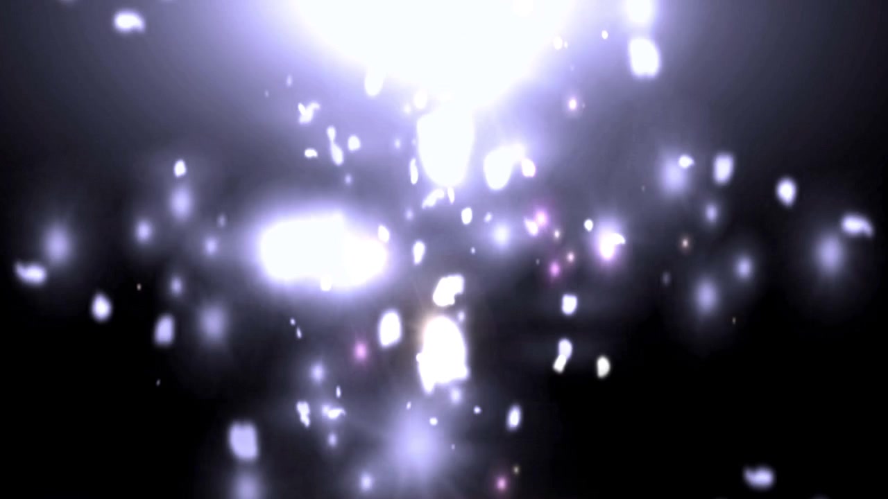 Bagliore di luce blu astratto e particelle fluttuanti su sfondo nero