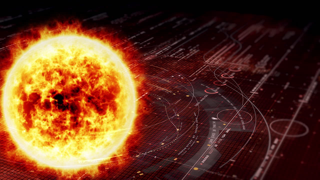 футуристическое цифровое голографическое солнце для головного дисплея и фона дизайна пользовательского интерфейса