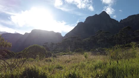 el punto de vista del excursionista desde una ruta de senderismo hasta la montaña de la mesa en ciudad del cabo, sudáfrica