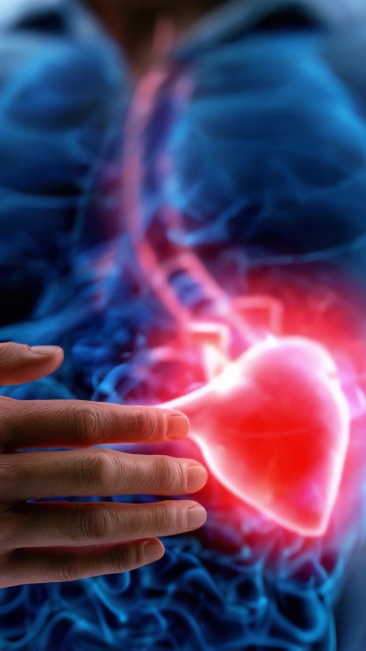A Visual Representation of the Human Digestive and Cardiac Systems, Highlighting the Function and Connection between the Stomach and Heart During Digestion and Circulation.