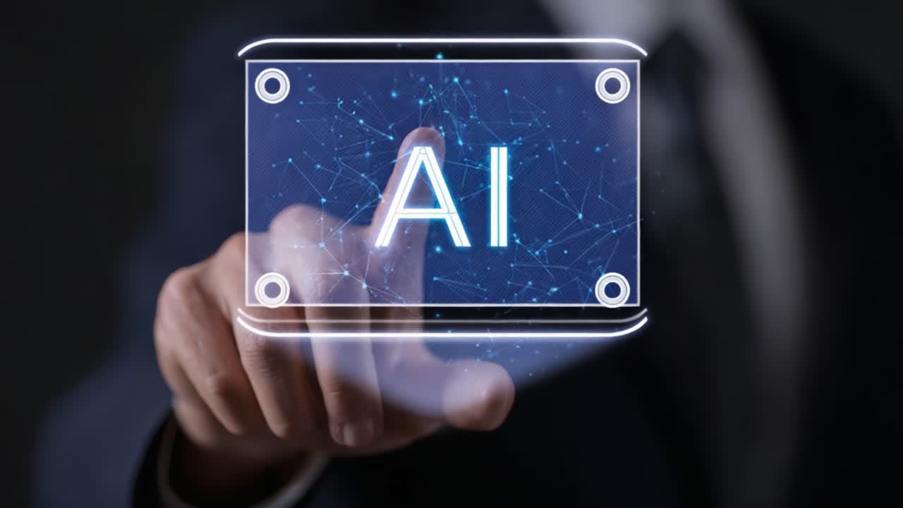 Engaging with Artificial Intelligence: A Person Interacts with a Digital Interface Representing AI Technology and Its Impact on the Future