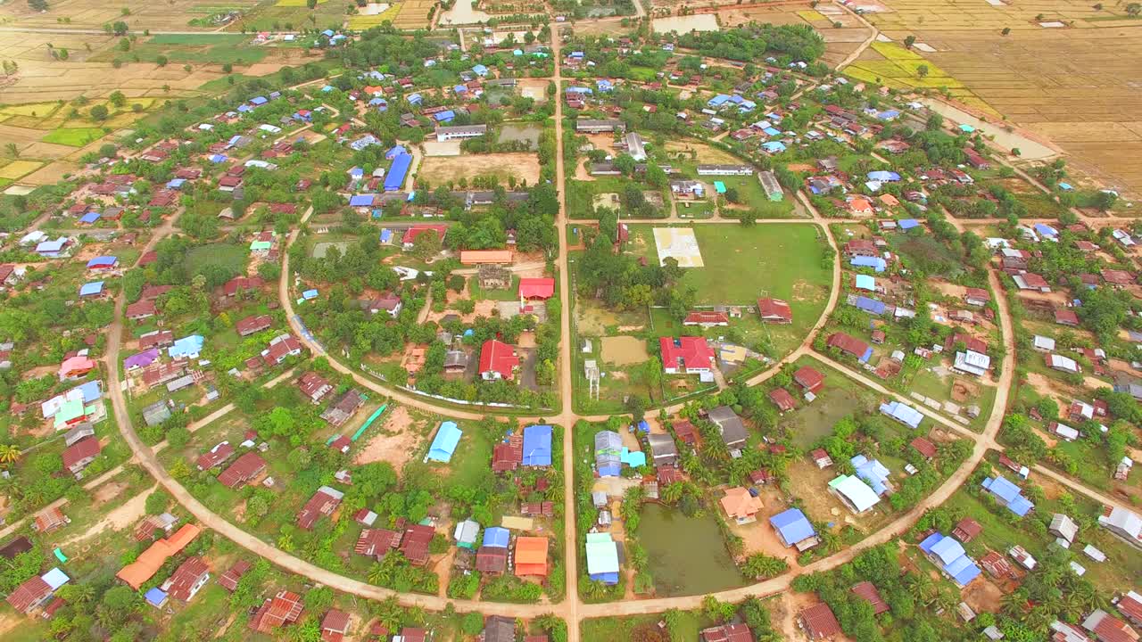 Aerial view of The Village in a circle