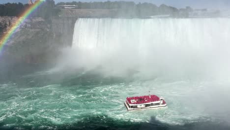 boat in niagara falls telephoto in the summer from canada side