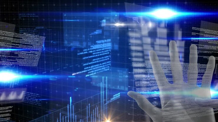 Animation of hand over data processing and statistics recording