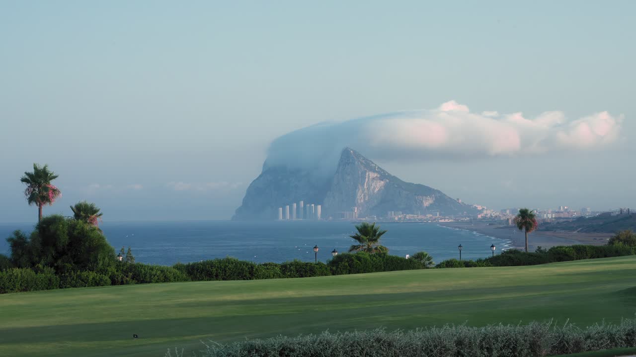Gibraltar as seen from the Spanish border, Andalusia, Spain