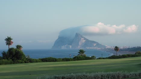 gibraltar as seen from the spanish border, andalusia, spain