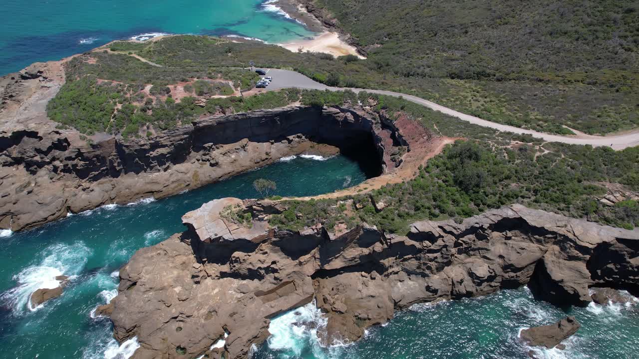 Snapper Point Lookout With Bongon Beach In Frazer Park, NSW, Australia - Aerial Drone Shot
