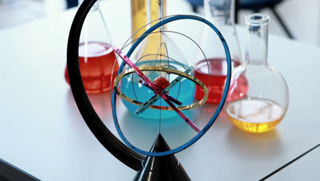 close-up of orrery in laboratory