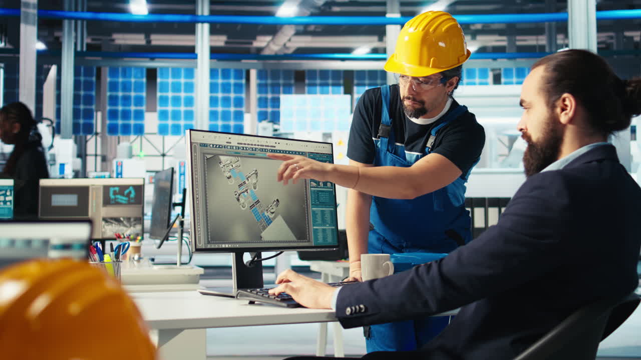 direttore di una fabbrica fotovoltaica che delega compiti a un dipendente