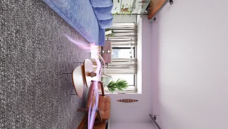 Vertical-of-living-room-in-modern-smart-house-animation-of-energy-flow-glowing-and-moving-fast-inside-the-apartment