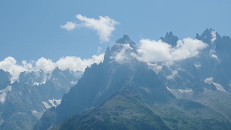 view of mountains grands montets in a sunny day with blue sky and any cloud