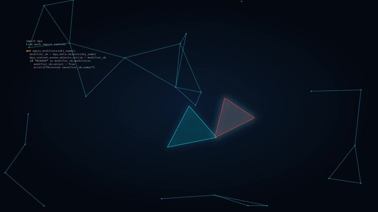 Abstract Digital Network Visualization with Python Code Overlay