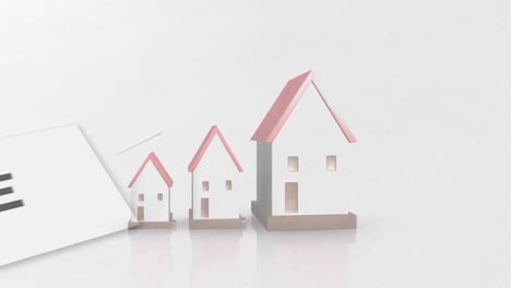 animation of sale text with houses on white background