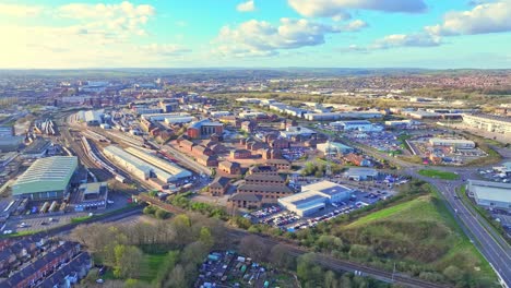 -Vista-De-Drones-De-La-Ciudad-De-Derby,-Reino-Unido.