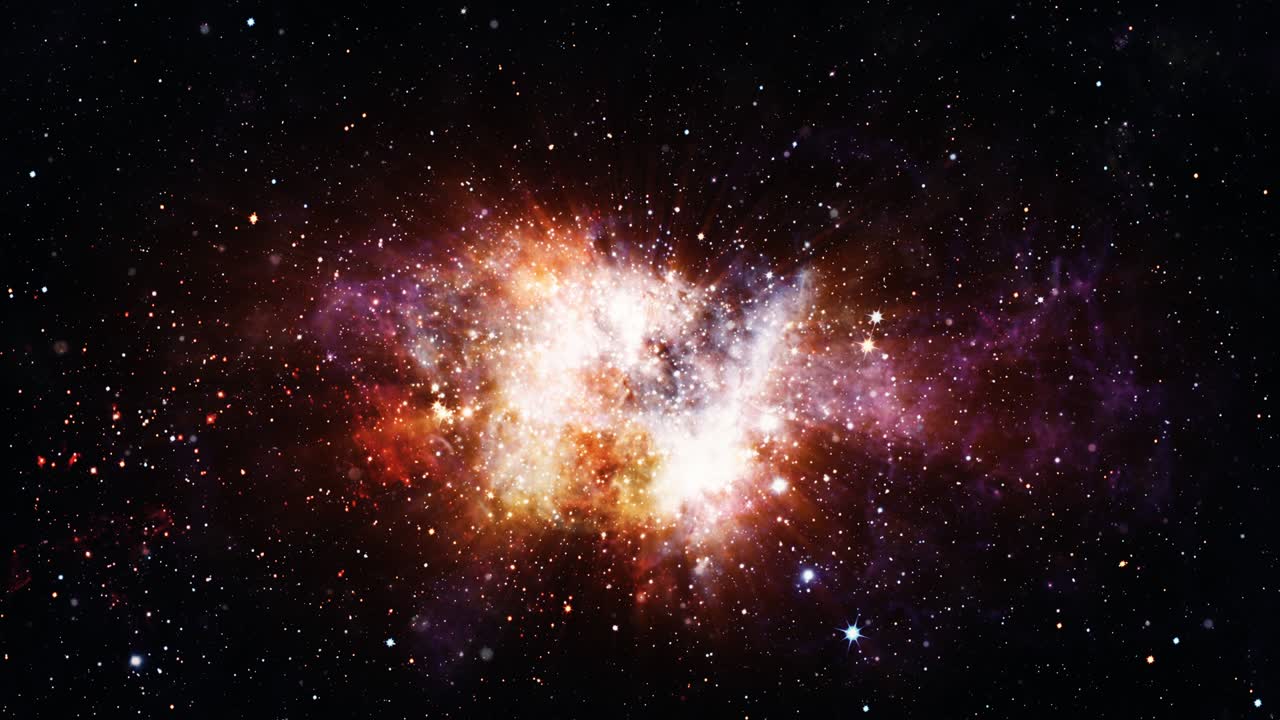 viajando a través de campos estelares en el espacio con explosiones de luz de supernova del big bang. supernova abstracta en el espacio exterior profundo con fondo de campo estelar. fondo de fantasía de ciencia ficción de bucle sin fisuras 4k 3d.